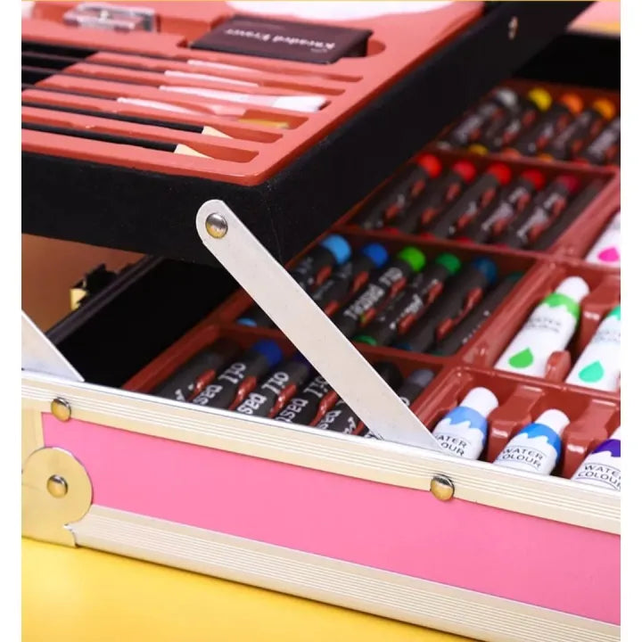 Art Set 145pcs, Art Supplies Set, Drawing Supplies with Portable Aluminum Case Art Kit, Great Gift Artists Drawing Set for Kids, Teens, Boys, Girls, Beginner and Artists (Unicorn-Pink)
