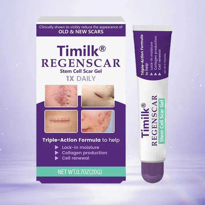 Timilk® ReGenScar Stem Cell Scar Gel - Advanced Skin Repair Formula for Acne, Stretch Marks & Surgical Scars | Fast Healing & Smooth Skin Care