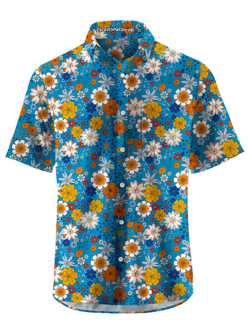 Orionride Fragrant Flowers Zipper Pockets Ultra Lightweight Short Sleeves Gravel Shirt
