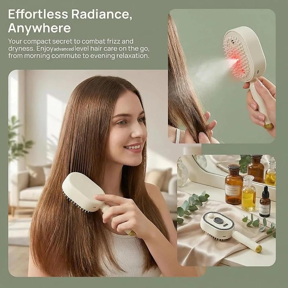 5 in 1 Rechargeable Hair Straightener Brush with Detangling Comb