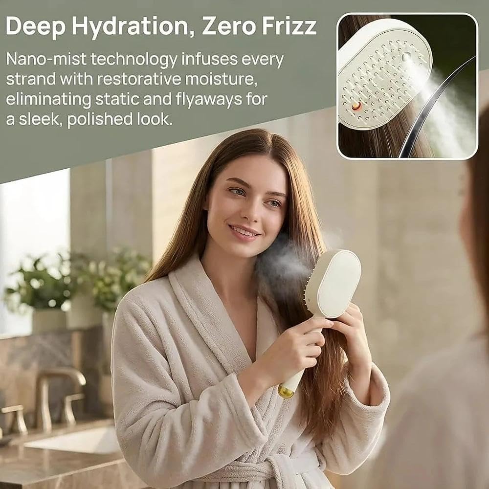 5 in 1 Rechargeable Hair Straightener Brush with Detangling Comb