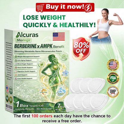 🌟 Alcuras™ Moringa x Berberine x AMPK 8-Benefit Slimming & Metabolic Nano Microneedle Patch us Just once a day Visible changes in 7 days For obesity, loose skin, diabetes, sleep apnea, joint issues, and more