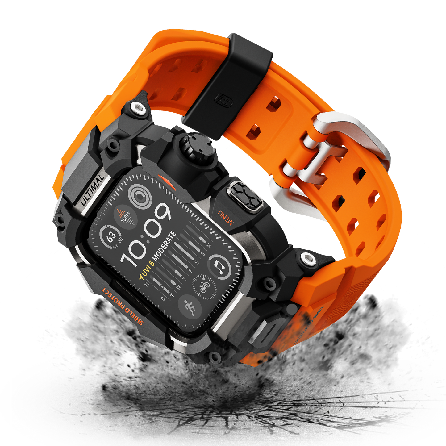 Shield Protect Case Band for Apple Watch Men,Military Grade Shockproof Bumper Cover for iWatch Tactical Band