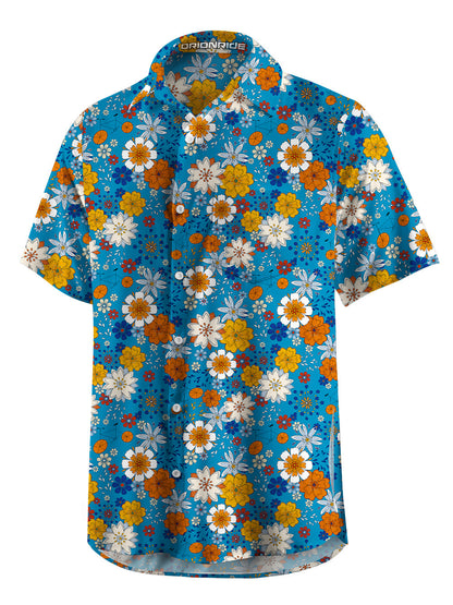 Orionride Fragrant Flowers Zipper Pockets Ultra Lightweight Short Sleeves Gravel Shirt