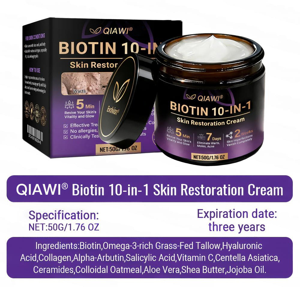 Made and Shipped from USA 🍁 QIAWI® Biotin 10-in-1 Skin Restoration Cream – Last Day Promotion: 75% OFF