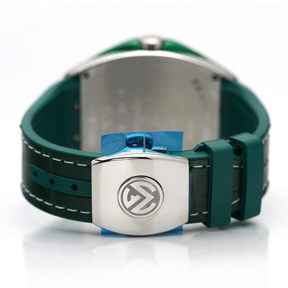Franck Muller Vanguard Yachting 41mm, Green Dial, Green inserts on both sides of case, Green Leather on Rubber Strap