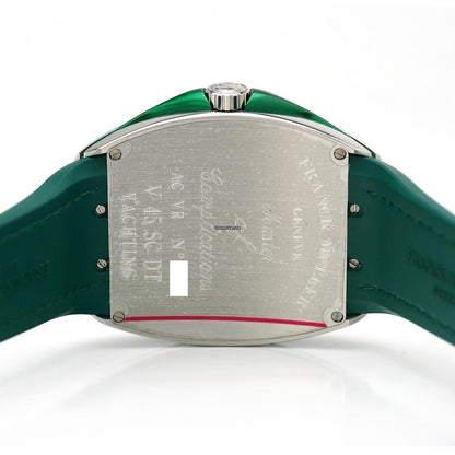 Franck Muller Vanguard Yachting 41mm, Green Dial, Green inserts on both sides of case, Green Leather on Rubber Strap