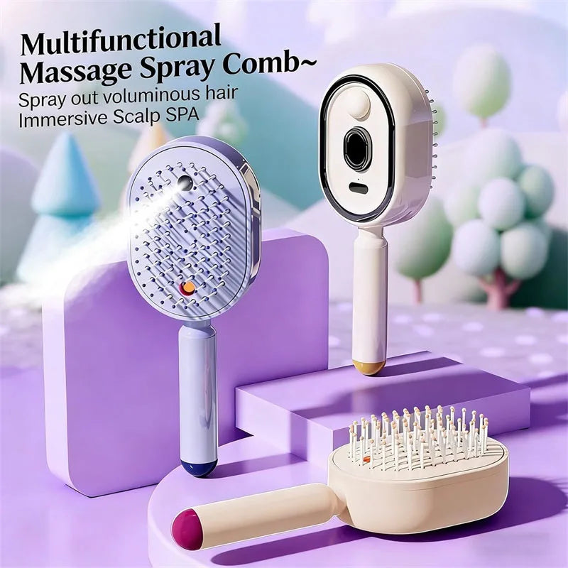 5 in 1 Rechargeable Hair Straightener Brush with Detangling Comb