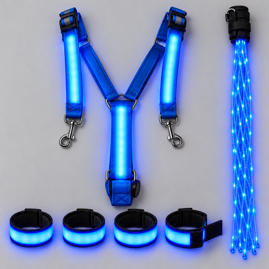 5pcs Light Up LED Horse Tack, 7 Colors Breast Collar & 4 Leg Lights