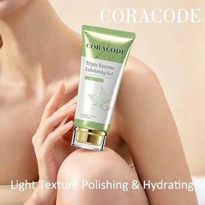 Triple Enzyme Green Tea Exfoliating Aqua Peel Gel, Deep Pore Face Exfoliant, Gentle Facial Exfoliator, Dead Skin Remover, Natural Cellulose for Peeling, Reveal All-New Skin(100ml)