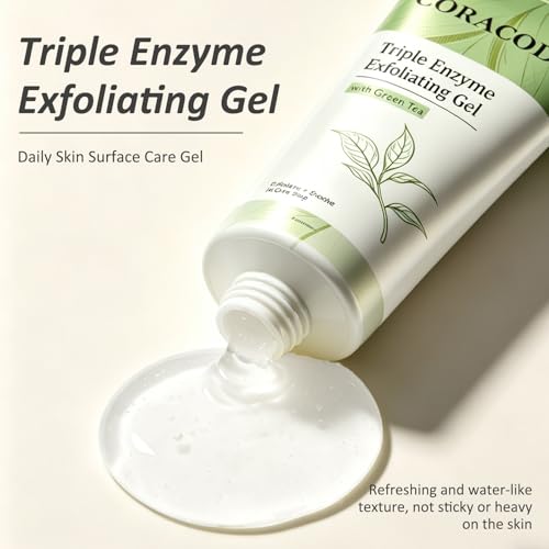 Triple Enzyme Green Tea Exfoliating Aqua Peel Gel, Deep Pore Face Exfoliant, Gentle Facial Exfoliator, Dead Skin Remover, Natural Cellulose for Peeling, Reveal All-New Skin(100ml)