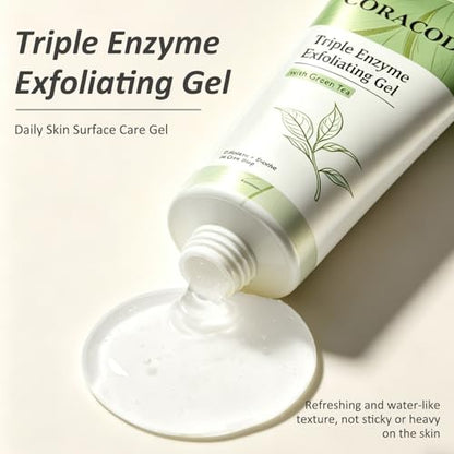 Triple Enzyme Green Tea Exfoliating Aqua Peel Gel, Deep Pore Face Exfoliant, Gentle Facial Exfoliator, Dead Skin Remover, Natural Cellulose for Peeling, Reveal All-New Skin(100ml)