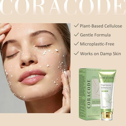 Triple Enzyme Green Tea Exfoliating Aqua Peel Gel, Deep Pore Face Exfoliant, Gentle Facial Exfoliator, Dead Skin Remover, Natural Cellulose for Peeling, Reveal All-New Skin(100ml)