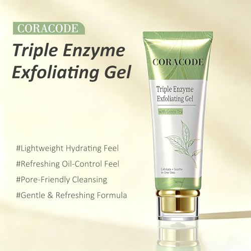 Triple Enzyme Green Tea Exfoliating Aqua Peel Gel, Deep Pore Face Exfoliant, Gentle Facial Exfoliator, Dead Skin Remover, Natural Cellulose for Peeling, Reveal All-New Skin(100ml)