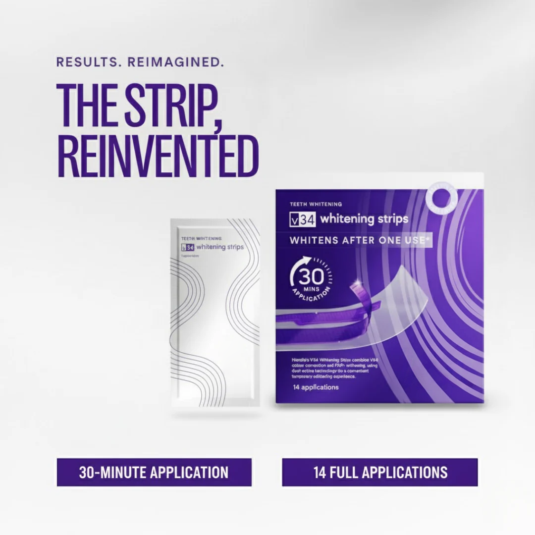 SmileV34™Whitening Strips: ‘’The Fast Track to a Stunning Smile! 42 in a box