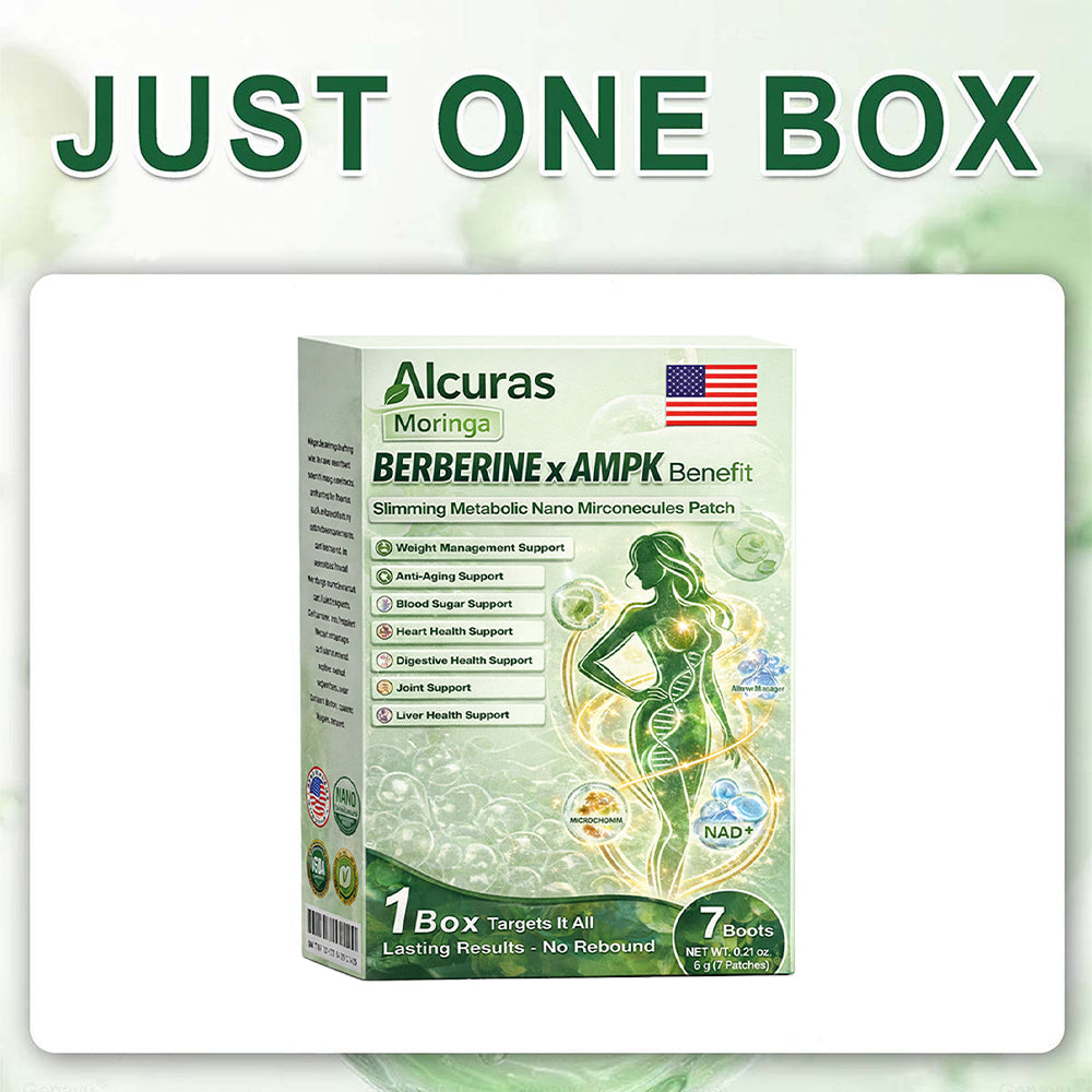 🌟 Alcuras™ Moringa x Berberine x AMPK 8-Benefit Slimming & Metabolic Nano Microneedle Patch us Just once a day Visible changes in 7 days For obesity, loose skin, diabetes, sleep apnea, joint issues, and more