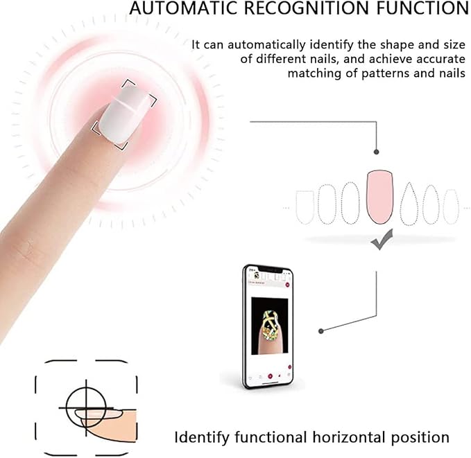 Intelligent 3D Nail Painting Machine, Portable Digital Mobile Nail Art Printer, Support WiFi/DIY, Professional Nails Art Equipment for Beauty & Personal Care for Girls' Home Nails,Rosegold