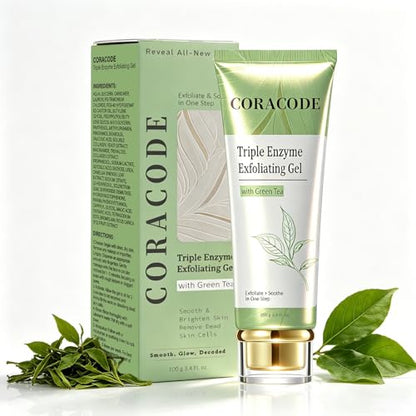 Triple Enzyme Green Tea Exfoliating Aqua Peel Gel, Deep Pore Face Exfoliant, Gentle Facial Exfoliator, Dead Skin Remover, Natural Cellulose for Peeling, Reveal All-New Skin(100ml)