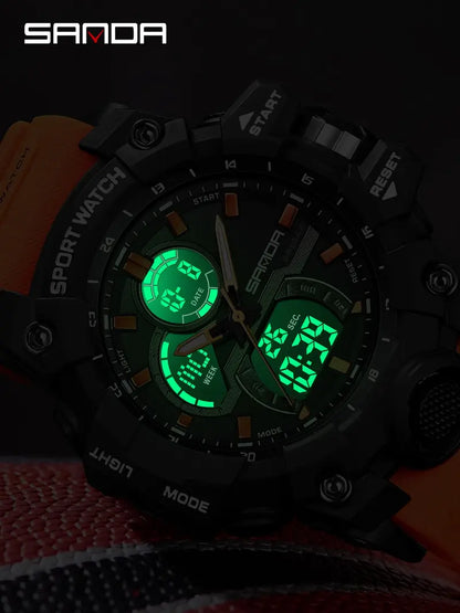 Men's Fashion Sportive Waterproof Digital Watch, Casual Trendy Luminous Digital Watch, Multifunctional Electronic Watch with Box