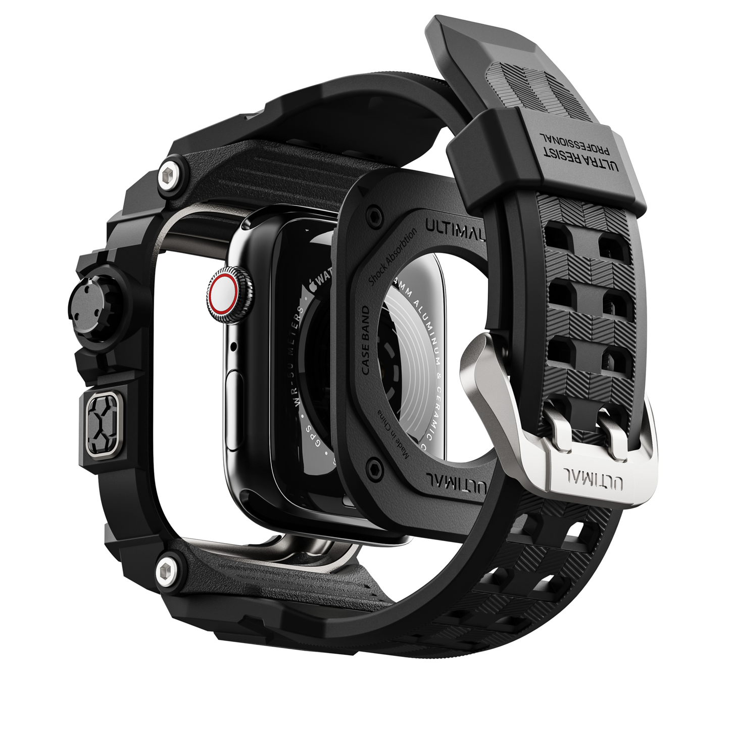 Shield Protect Case Band for Apple Watch Men,Military Grade Shockproof Bumper Cover for iWatch Tactical Band