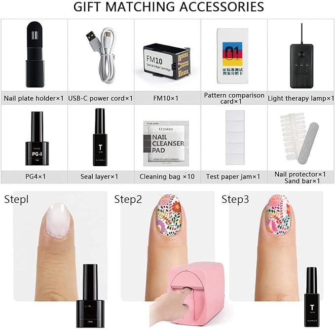 Intelligent 3D Nail Painting Machine, Portable Digital Mobile Nail Art Printer, Support WiFi/DIY, Professional Nails Art Equipment for Beauty & Personal Care for Girls' Home Nails,Rosegold