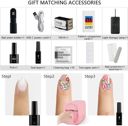 Intelligent 3D Nail Painting Machine, Portable Digital Mobile Nail Art Printer, Support WiFi/DIY, Professional Nails Art Equipment for Beauty & Personal Care for Girls' Home Nails,Rosegold