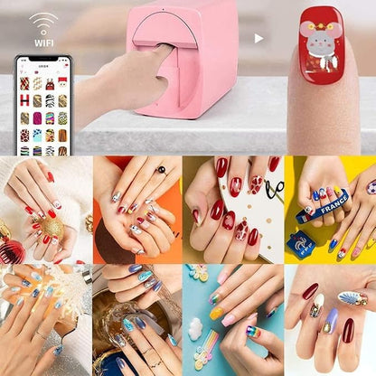 Intelligent 3D Nail Painting Machine, Portable Digital Mobile Nail Art Printer, Support WiFi/DIY, Professional Nails Art Equipment for Beauty & Personal Care for Girls' Home Nails,Rosegold