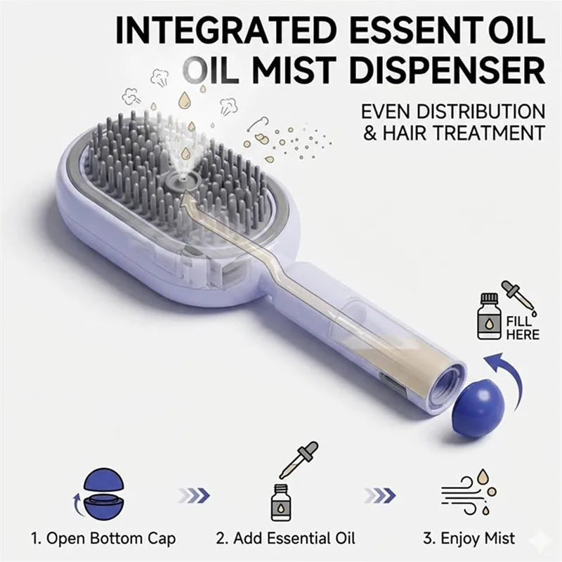 5 in 1 Rechargeable Hair Straightener Brush with Detangling Comb