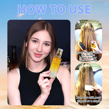 Tgideas Hair Oil Spray - Leave-in Hair Conditioning Oil with Jojoba Oil and Shea Butter -Clear Hair Oil Spray - For Dry Hair, Curly Hair, Detangling, Styling and Moisturizing- for Women & Men 200ml