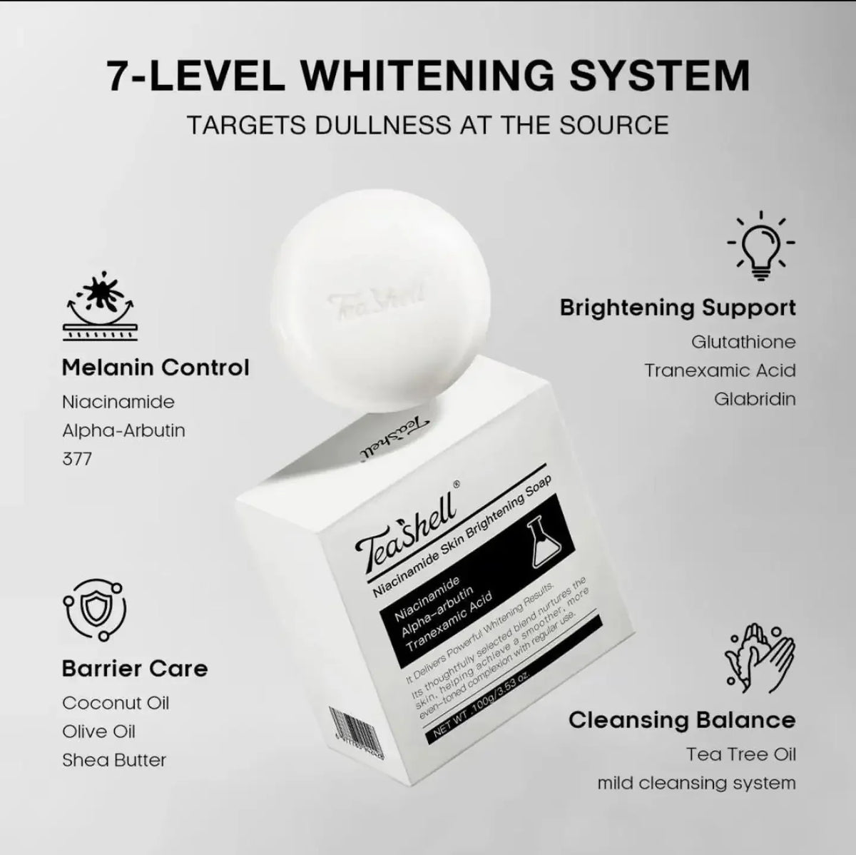 TEASHELL NIACINAMIDE BRIGHTENING SOAP TRANEXAMIC ACID 100G