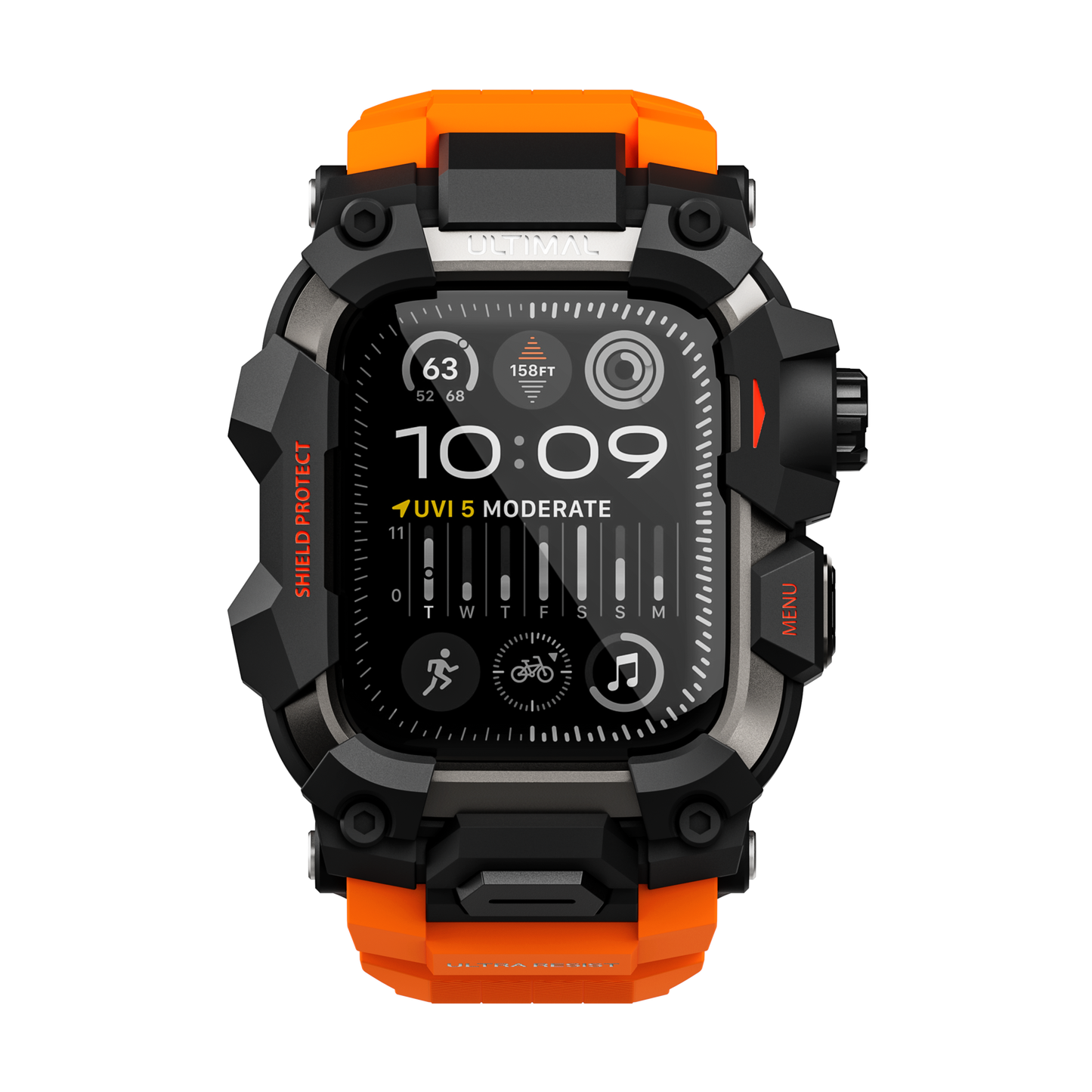 Shield Protect Case Band for Apple Watch Men,Military Grade Shockproof Bumper Cover for iWatch Tactical Band