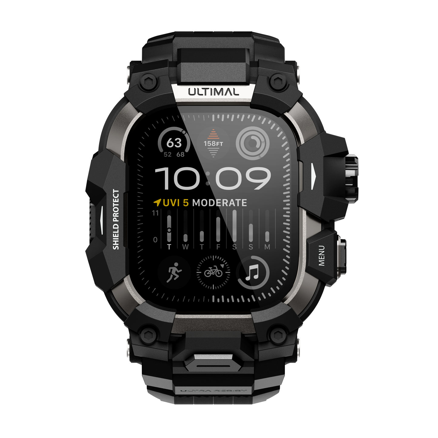 Shield Protect Case Band for Apple Watch Men,Military Grade Shockproof Bumper Cover for iWatch Tactical Band