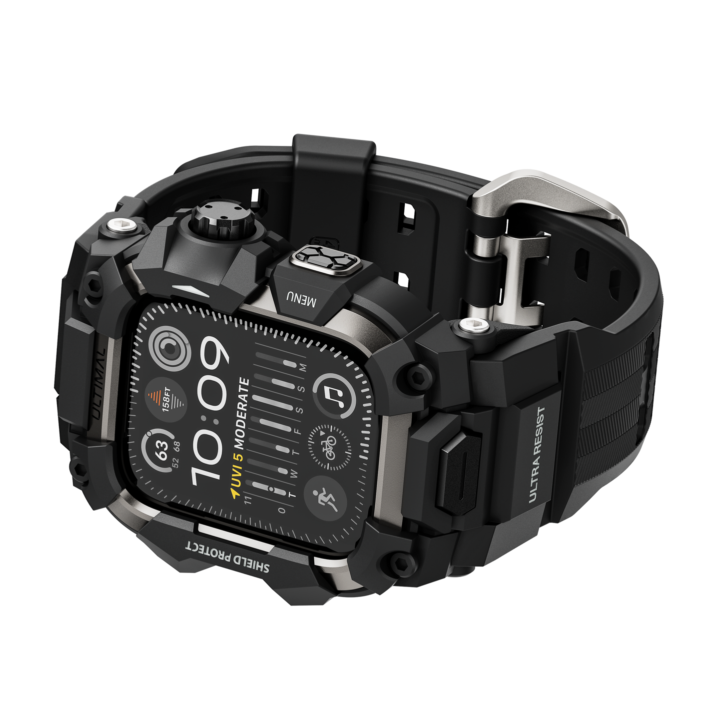 Shield Protect Case Band for Apple Watch Men,Military Grade Shockproof Bumper Cover for iWatch Tactical Band