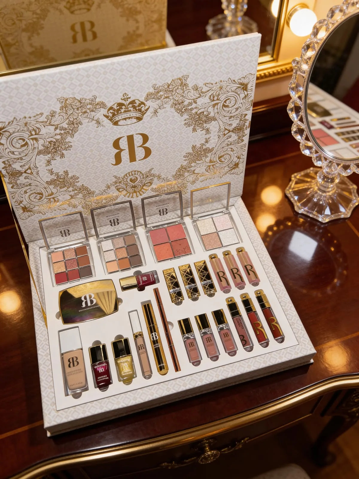 Rose Berry Golden Box – Rosy Makeup Gift Set | بوكس مكياج متكامل من روز بيري الإماراتية