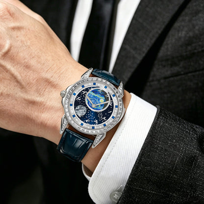 Astral Vortex - Automatic Mechanical Watch for Men l Nebula Moonphase Dial l Bonus Precision Winder Included