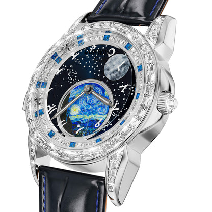 Astral Vortex - Automatic Mechanical Watch for Men l Nebula Moonphase Dial l Bonus Precision Winder Included