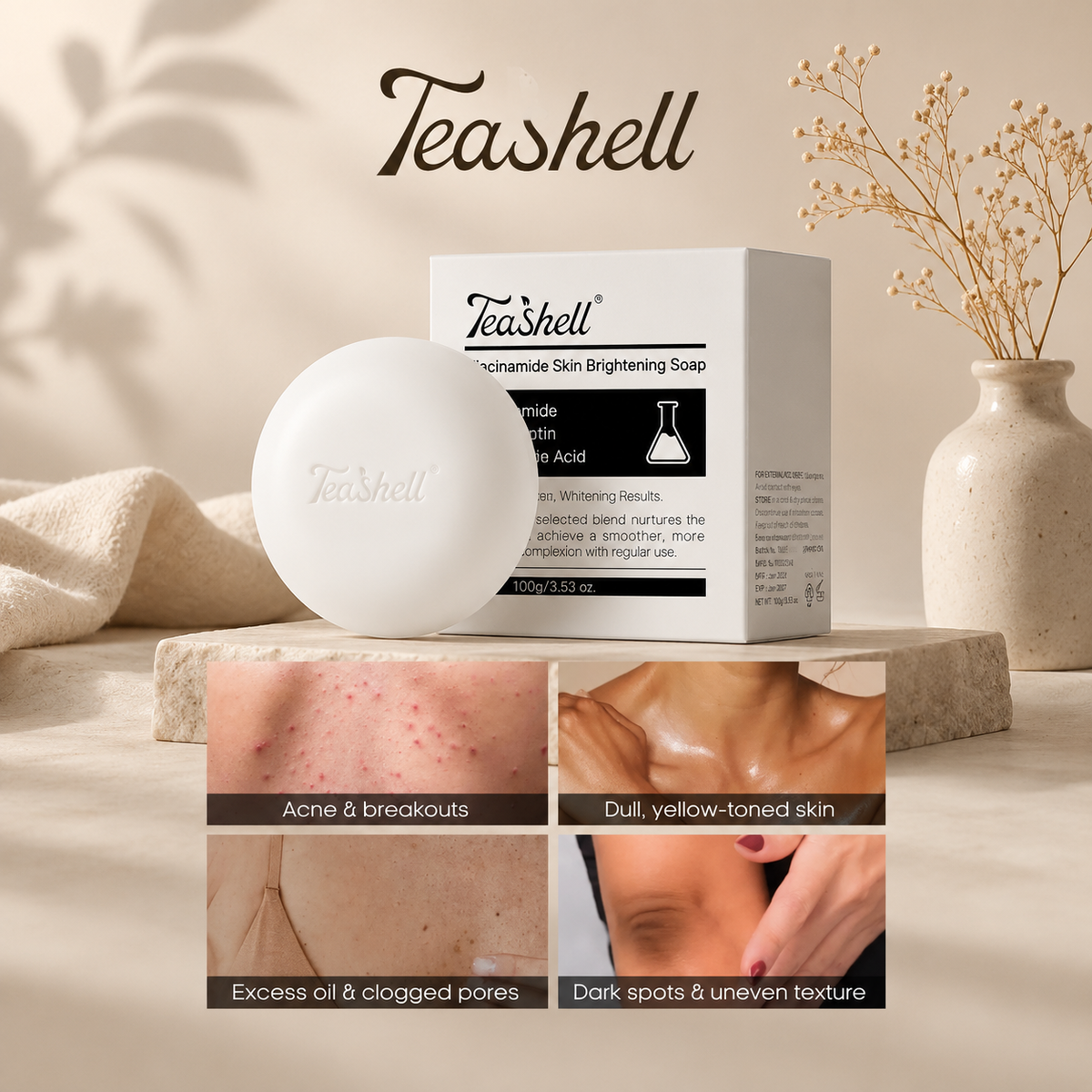 TEASHELL NIACINAMIDE BRIGHTENING SOAP TRANEXAMIC ACID 100G