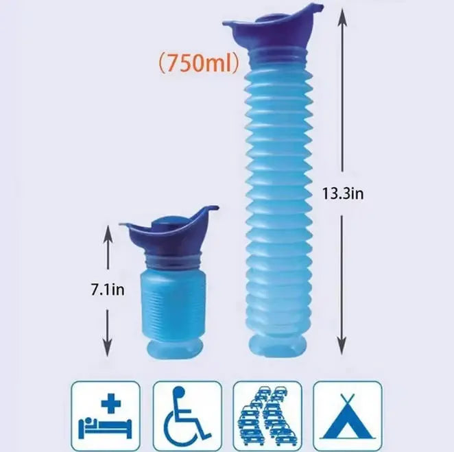 Portable Urinal Bucket for Travel & Camping - Reusable 750ml Emergency Set