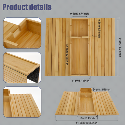 Bamboo Sofa Arm Tray Table – No-Slip Couch Organizer