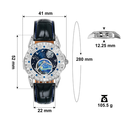 Astral Vortex - Automatic Mechanical Watch for Men l Nebula Moonphase Dial l Bonus Precision Winder Included