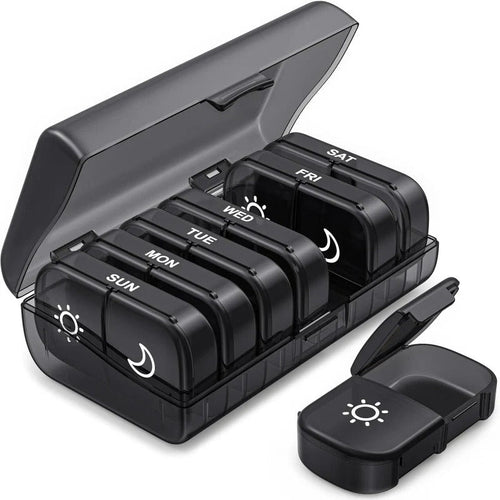AM PM Weekly Pill Organizer – Travel-Friendly, Large Capacity & BPA-Free