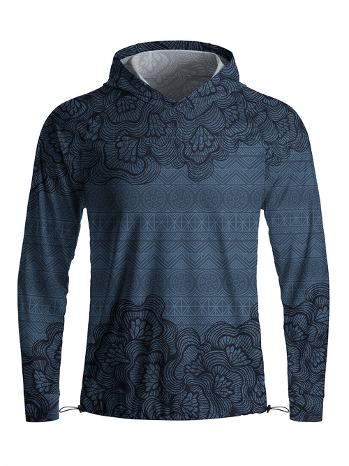 Orionride Floral Shadow Pattern Long Sleeve Cycling Hoodie Shirt