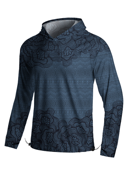 Orionride Floral Shadow Pattern Long Sleeve Cycling Hoodie Shirt