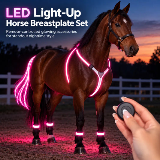 5pcs Light Up LED Horse Tack, 7 Colors Breast Collar & 4 Leg Lights