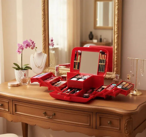 💄 Huge Red Makeup Kit Vanity 2026 ✨ مجموعة مكياج فاخرة متكاملة لكل احتياجات الجمال 💕