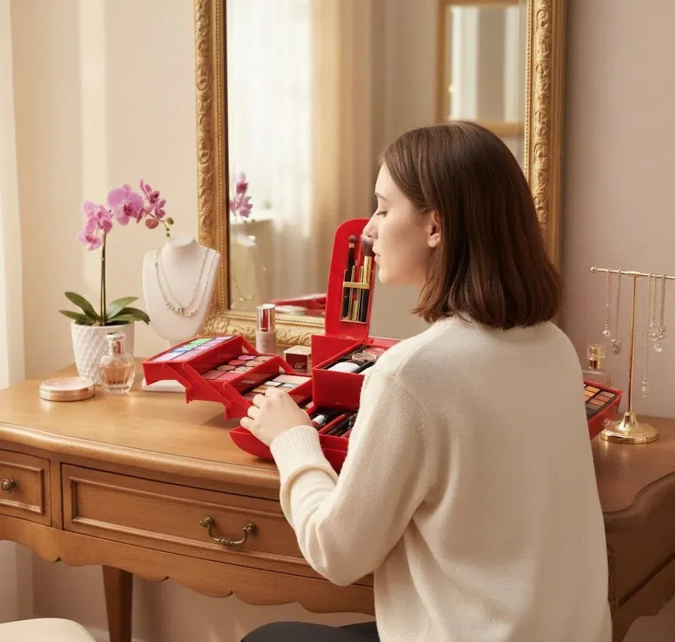💄 Huge Red Makeup Kit Vanity 2026 ✨ مجموعة مكياج فاخرة متكاملة لكل احتياجات الجمال 💕