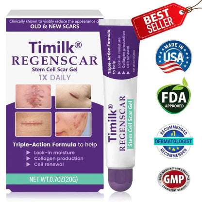 Timilk® ReGenScar Stem Cell Scar Gel - Advanced Skin Repair Formula for Acne, Stretch Marks & Surgical Scars | Fast Healing & Smooth Skin Care